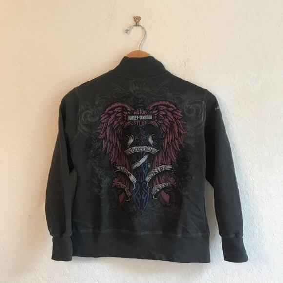 Harley Davidson S turtleneck sweater zip up black - Picture 6 of 8